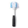 OXO Good Grips Dish Brush, Nylon Bristles with Built-in Scraper, Safe for Non-Stick Cookware, Non-Slip Handle, Dishwasher Safe view 1