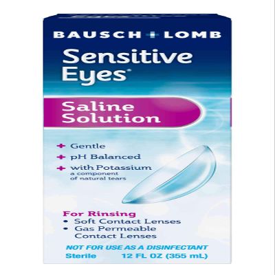Sensitive Eyes Saline Solution from Bausch & Lomb for Soft Contact & Gas Permeable Lenses, 12 fl oz (355 mL)