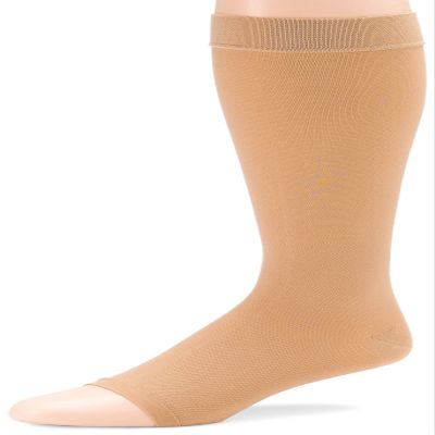 Futuro Therapeutic Knee Length Stockings Open Toe Firm Medium Beige 1 Pair