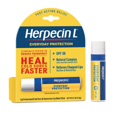 Herpecin L Lip Balm Stick with SPF30, Lemon Balm, and Lysine, 0.1oz