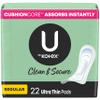 U by Kotex Ultra Thin Pads, Clean & Secure, Regular Absorbency, 22 Count (Packaging May Vary) view 1