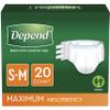 Depend Incontinence Protection with Tabs, Maximum Absorbency, S/M, 60 Count (3 Packs of 20) (Packaging May Vary) view 1