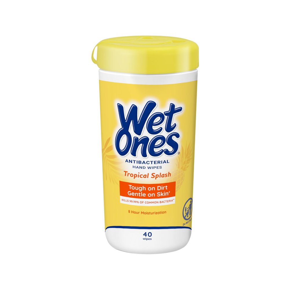 Wet Ones Antibacterial Hand Wipes, Tropical Splash, 40 ct Canister (1 Pack)