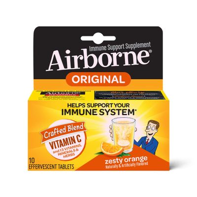 Airborne Zesty Orange Effervescent Tablets, 10 Count, 1000mg Vitamin C, Pack of 3