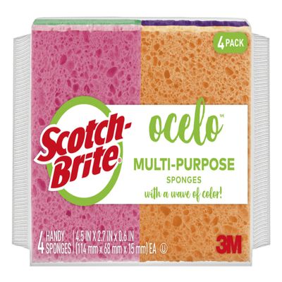 ocelo Handy Sponge, 4.7-Inches x 3-Inches x 3/5-Inches, 4-Count