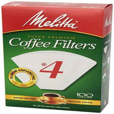 Melitta #4 Cone Coffee Filters, White, 100 Count - Packaging May Vary