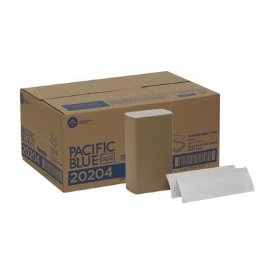 Pacific Blue Basic Multifold Paper Towels by GP PRO (Georgia-Pacific), White, 20204, 250 Towels Per Pack, 16 Packs Per Case, (Case of 16 Packs, 250 per Pack)