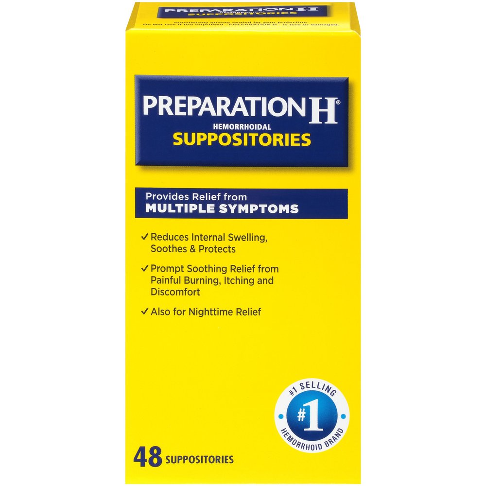 Preparation H Hemorrhoid Symptom Treatment Suppositories, Burning, Itching and Discomfort Relief (48 Count)