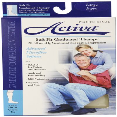 Activa Soft Fit 20-30 mmHg Knee High Closed Toe Stockings, Ivory, Large