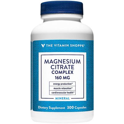 The Vitamin Shoppe Magnesium Citrate 160MG - Muscle Relaxation, Bone Health & Energy Production, Highly Absorbable (300 Capsules)