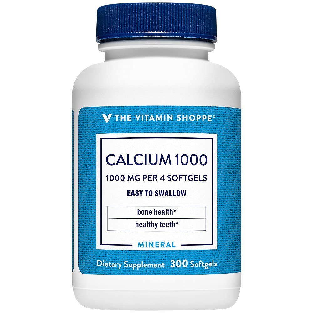 The Vitamin Shoppe Calcium 1000MG - Bone Strength, Teeth Health & Muscle Function Support, Daily Mineral (300 Softgels)