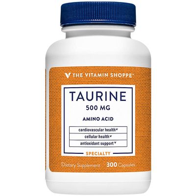 The Vitamin Shoppe Taurine 500mg with B6 - Cardiovascular & Antioxidant Support | Free-Form Amino Acid | 300 Capsules | Cellular Health
