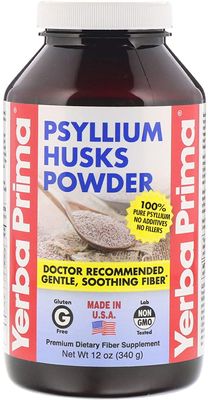 Yerba Prima Psyllium Husks Fiber Powder, 12 Ounce - Natural Fiber Supplement - Colon Cleanse - Gut Health - Vegan, Non-GMO, Gluten Free