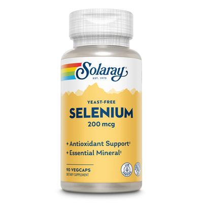 Solaray Yeast Free Selenium 200mcg, Selenium Capsules for Healthy Thyroid Function & Immune Support, High Absorption Supplement, Vegan, 90 Servings, 90 VegCaps
