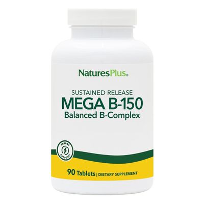 NaturesPlus Mega B-150 Complex - 90 Sustained Release Vegetarian Tablets - Maximum Potency B Complex Vitamin Supplement -Gluten Free - 90 Servings