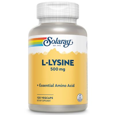 SOLARAY L Lysine 500 mg Capsules - Free-Form Essential Amino Acids Supplement - Powerful Wellness Support with L-Lysine Amino Acid - Lab Verified, 60-Day Guarantee, 120 Servings, 120 VegCaps