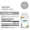 SOLARAY L Lysine 500 mg Capsules - Free-Form Essential Amino Acids Supplement - Powerful Wellness Support with L-Lysine Amino Acid - Lab Verified, 60-Day Guarantee, 120 Servings, 120 VegCaps view 3