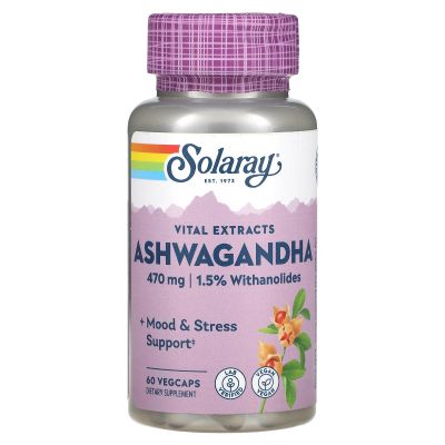 SOLARAY Ashwagandha, 470 mg, 60 VegCaps