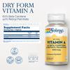 SOLARAY Dry Form Vitamin A - Vitamin A as 60% Beta Carotene and 40% Retinyl Palmitate with Carrot Powder - Eyes, Antioxidant Activity, and Immune System Support - 60 Servings, 60 VegCaps view 2