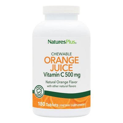NaturesPlus Orange Juice - 180 Chewable Tablets - 500 mg Vitamin C - High-Potency Immune Support Supplement, Antioxidant - Gentle on Stomach - Vegan, Gluten Free - 180 Servings