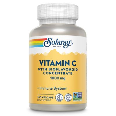 SOLARAY Vitamin C Supplement 1000mg with Bioflavonoids Concentrate - Vitamin C Capsules w/ Rose Hips & Acerola, Heart Health & Immune Support for Men & Women, 1000 mg per Serving, Vegan - 100 Veg Caps