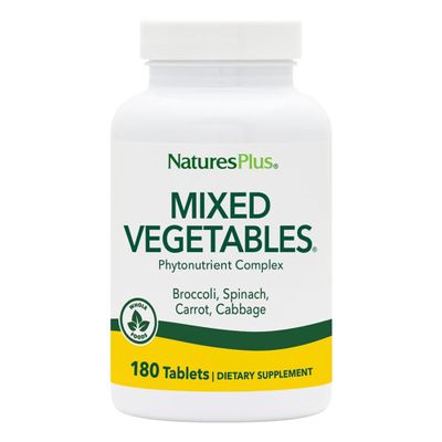 NaturesPlus Mixed Vegetables - 180 Tablets - With Broccoli, Spinach, Carrot & Cabbage - Gluten Free - 60 Servings