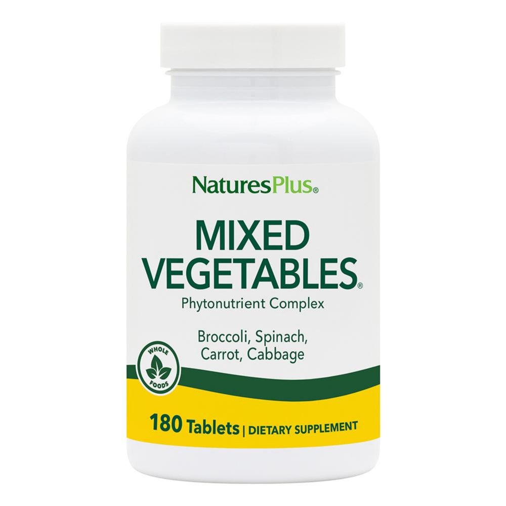 NaturesPlus Mixed Vegetables - 180 Tablets - With Broccoli, Spinach, Carrot & Cabbage - Gluten Free - 60 Servings