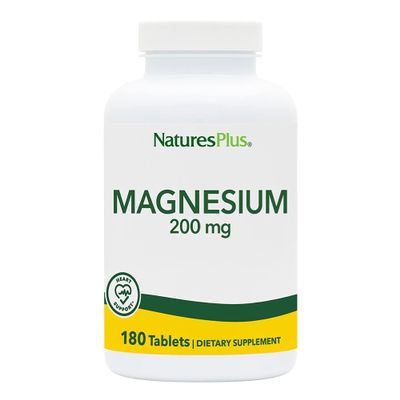 NaturesPlus Magnesium - 200 mg, 180 Tablets - Vegetarian, Gluten Free - 180 Servings