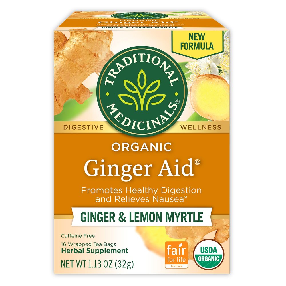 Traditional Medicinals Tea, Organic Ginger Aid, Promotes Healthy Digestion, 16 Tea Bags