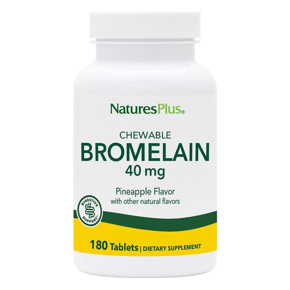 NaturesPlus Chewable Bromelain - 180 Tablets - Natural Proteolytic Enzyme Supplement - Supports Digestion, Joint & Muscle Health - Vegan, Gluten Free - 180 Servings