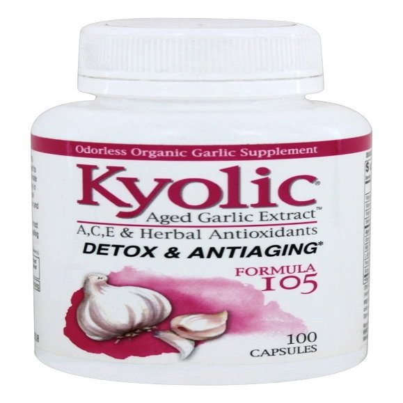 Kyolic Aged Garlic Extract Formula 105, Detox and Anti-Aging, 100 Capsules (Packaging May Vary)