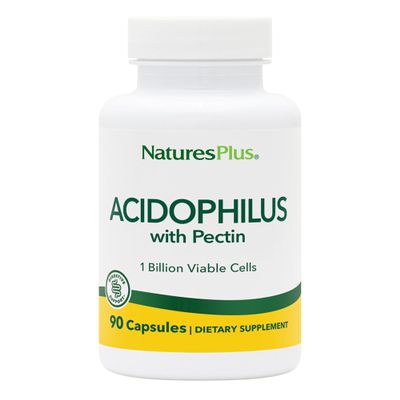 Natures Plus Acidophilus with Pectin - 90 Capsules - Probiotic Supplement with 1 Billion Viable Cells & Pectin - Vegan, Gluten Free - 90 Servings