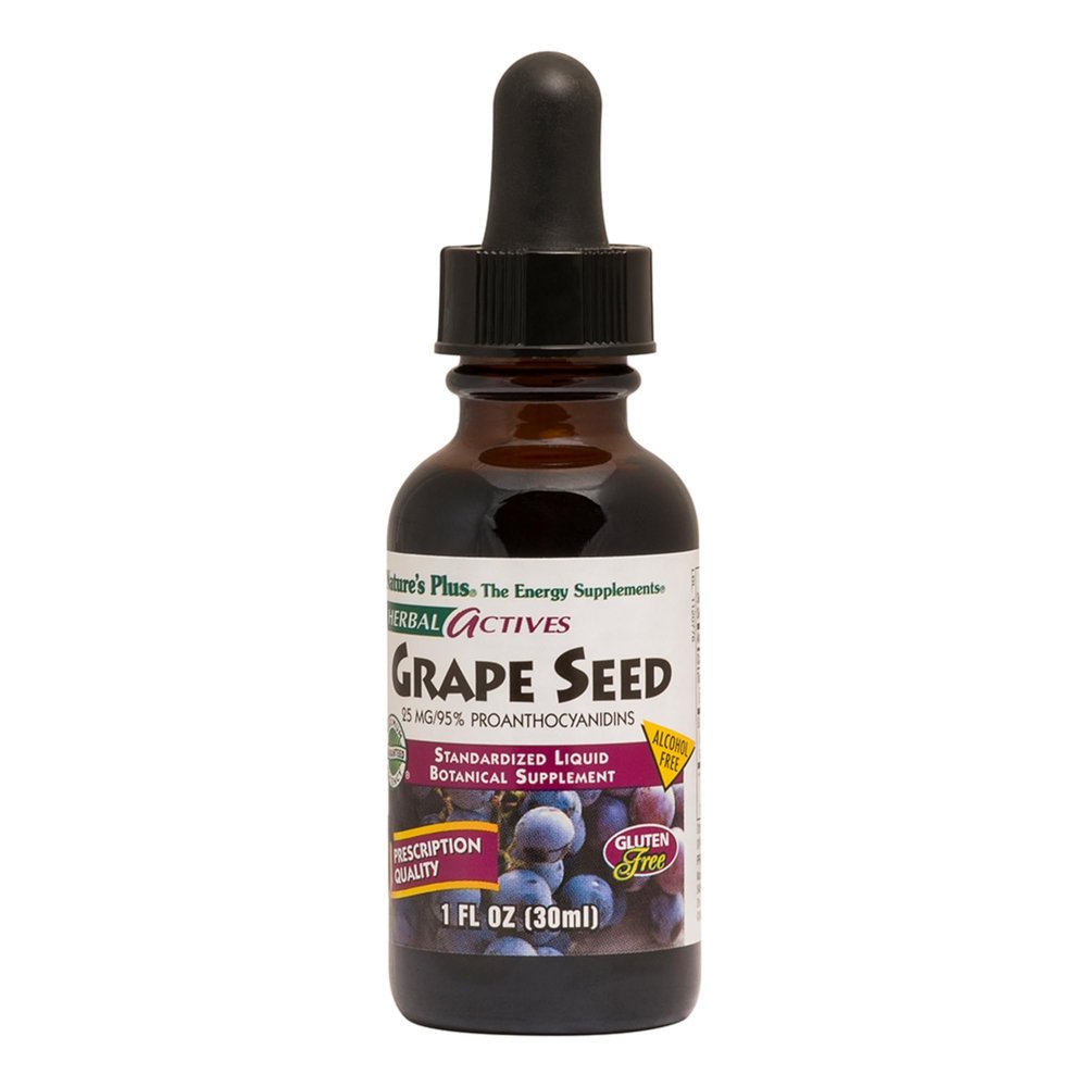 NaturesPlus Herbal Actives Grape Seed 25 mg Liquid Suspension - Vegan Drops, 1 fl oz - Vegetarian, Gluten-Free - 30 Servings