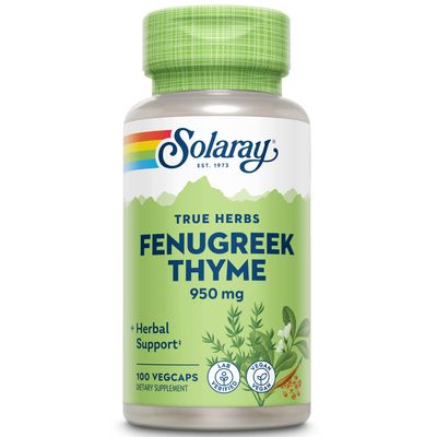 SOLARAY Fenugreek & Thyme 950 mg | Healthy Respiration & Digestion Support | 50 Servings | 100 VegCaps