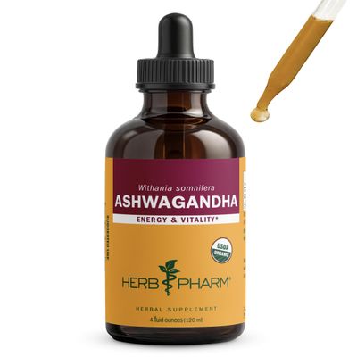 Herb Pharm Ashwagandha Liquid Extract: Organic, Calming Ayurvedic Adaptogen, Traditional Stress Support Supplement, Fast-Absorbing & Sugar-Free Ashwagandha Tincture, Up to ~12 Week Supply, 4 oz*