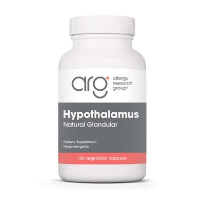 Allergy Research Group Hypothalamus Supplement - Endocrine Support, Natural Glandular, 500mg Adrenal Support, Adrenal Pituitary, Adrenal Gland Function, Bovine, Lyophilized, Vegicaps - 100 Count