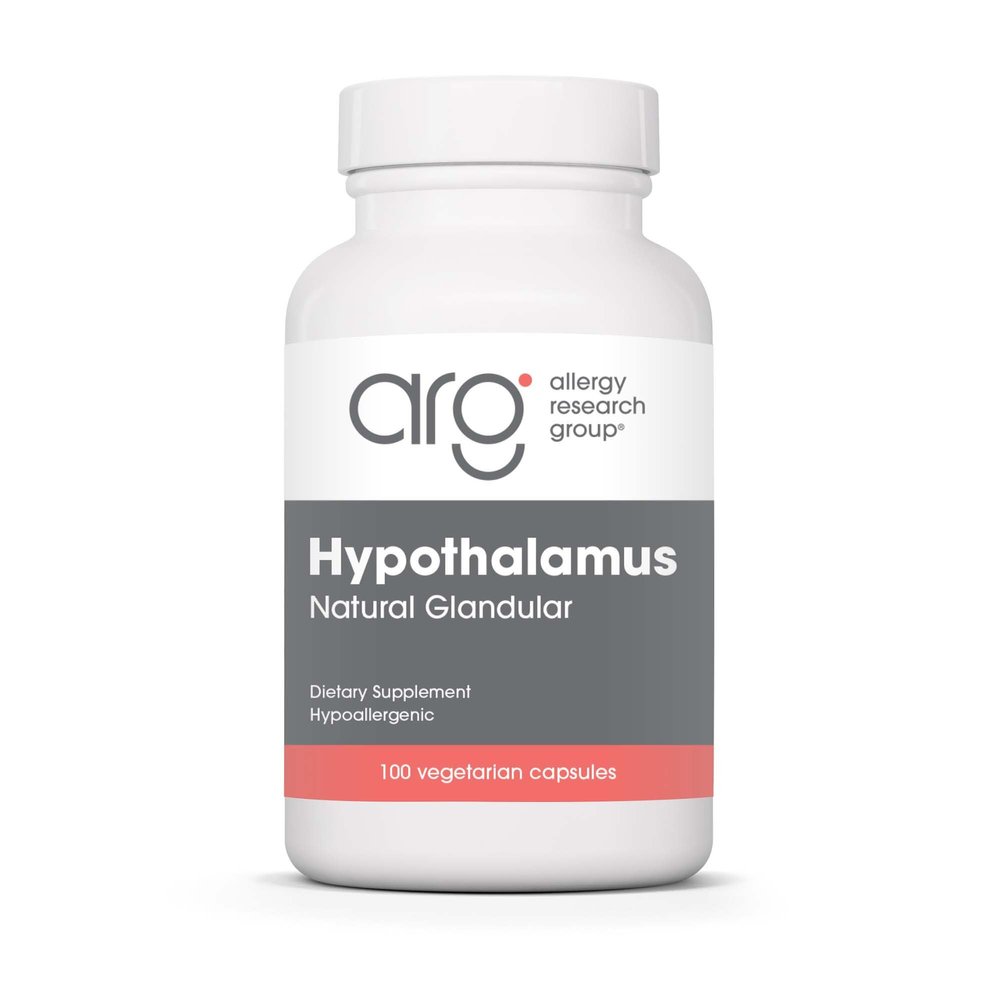 Allergy Research Group Hypothalamus Supplement - Endocrine Support, Natural Glandular, 500mg Adrenal Support, Adrenal Pituitary, Adrenal Gland Function, Bovine, Lyophilized, Vegicaps - 100 Count