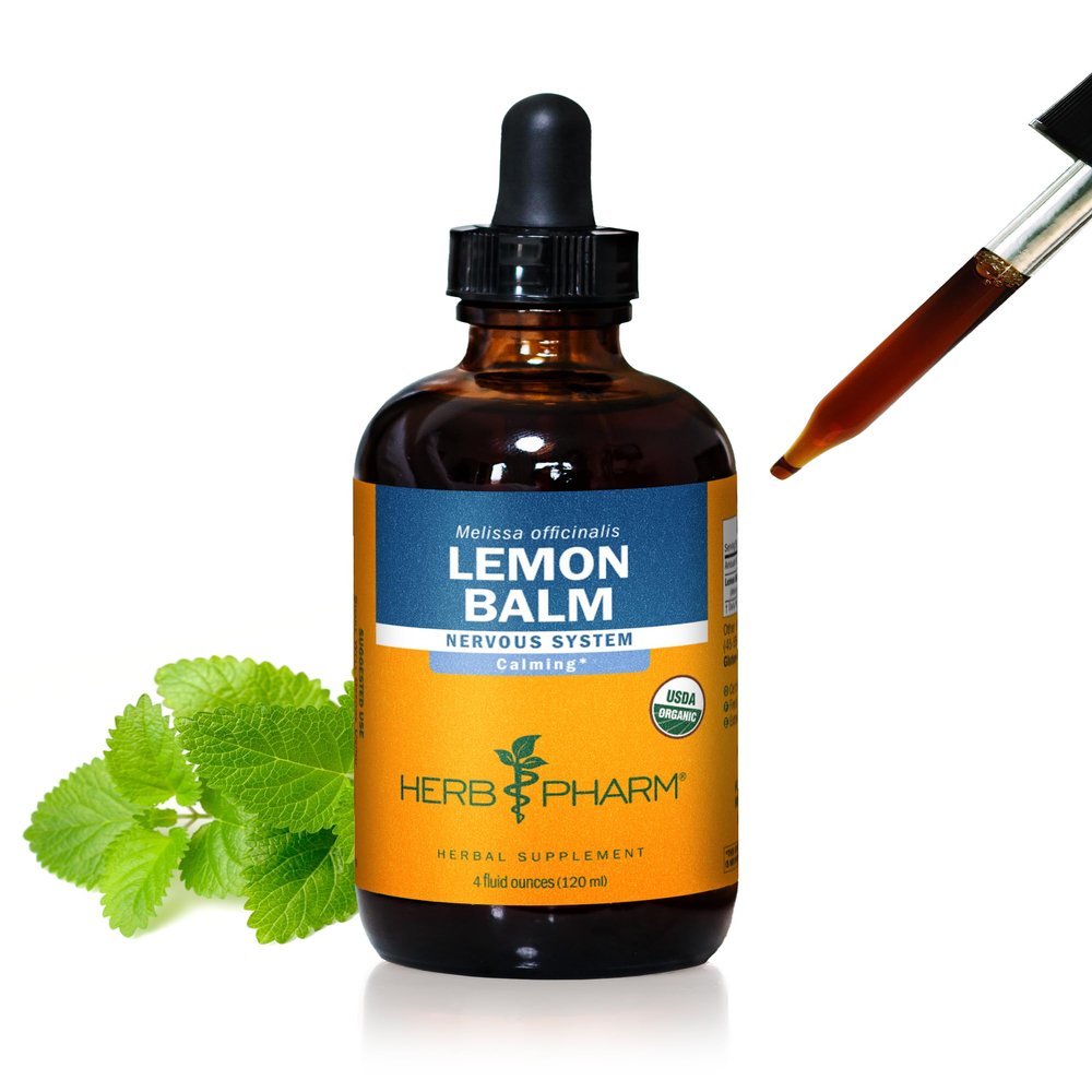 Herb Pharm Lemon Balm Liquid Extract: Organic Calming Choice for Nervous Moments, Nerve-Soothing Support, Fast-Absorbing & Sugar-Free Lemon Balm Tincture, Up to ~12 Week Supply, 4 oz*