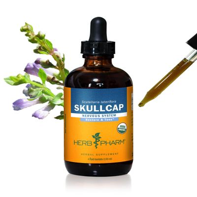 Herb Pharm Skullcap Liquid Herbal Extract: Traditional Relaxing Skullcap Herb. Traditional Calm Mind Support, Non-GMO, Gluten-Free, Vegan Skullcap Tincture, Up to ~12 Week Supply, 4 oz*