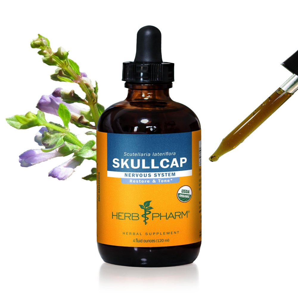 Herb Pharm Skullcap Liquid Herbal Extract: Traditional Relaxing Skullcap Herb. Traditional Calm Mind Support, Non-GMO, Gluten-Free, Vegan Skullcap Tincture, Up to ~12 Week Supply, 4 oz*