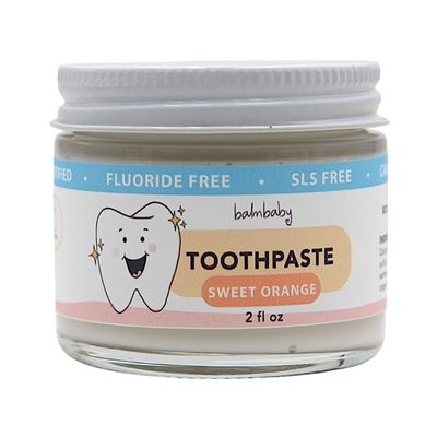 Kids All Natural Fluoride Free Toothpaste  SLS Free Toothpaste with Xylitol, Vegan Gluten Free, Glass Jar Zero Waste Teeth Paste (Orange)