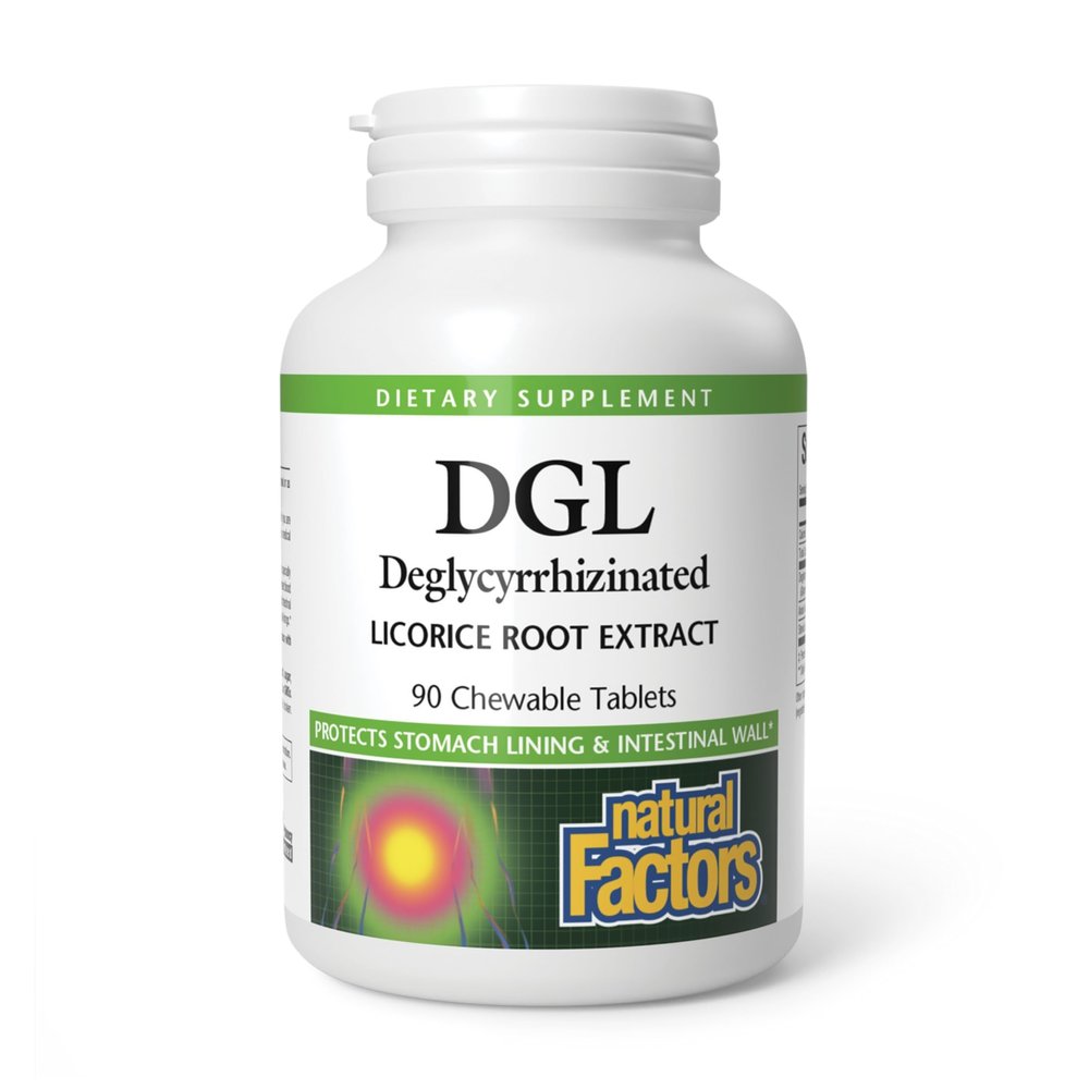 Natural Factors DGL Chewable - Digestive Support Supplement with Licorice Root Extract - Chewable Tablets Support Stomach Lining & Health - Non-GMO & Gluten-Free - 90 Chewable Tablets (90 Servings)