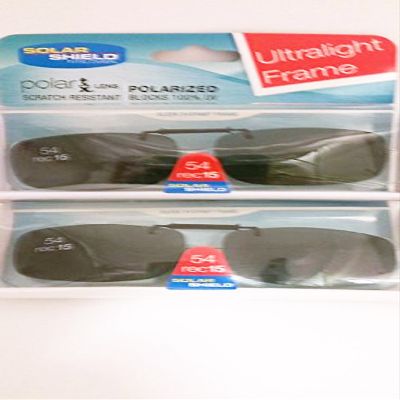 2 Pairs Solar Shield Polarized Clip-on Sunglasses 54 rec15 Ultralight