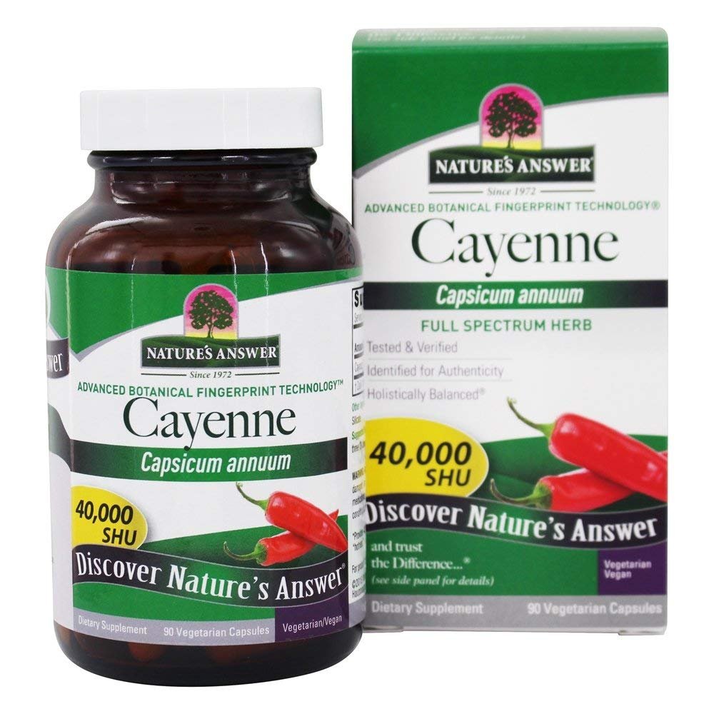 Nature's Answer Cayenne Pepper Powder Capsule Supplement, 90-Count | Natural Metabolism Booster | Promotes Cardiovascular Health | Helps with Digestion & Circulation (Pack of 1)