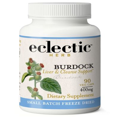 Eclectic Herb - Burdock Root Capsules | Liver Support & Detox Supplement | Digestive & Skin Support | US-Grown, Organic, Vegan, Non-GMO, Gluten Free (90 CT | 400 mg)