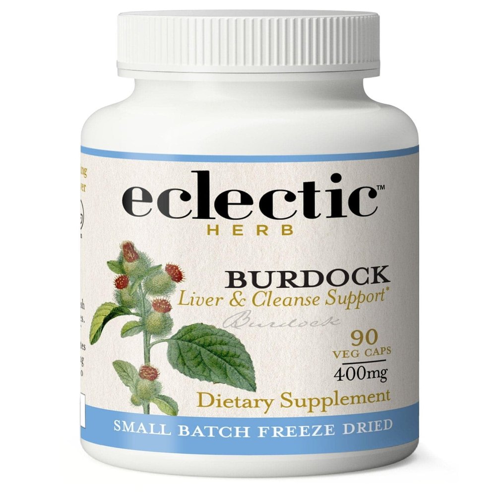 Eclectic Herb - Burdock Root Capsules | Liver Support & Detox Supplement | Digestive & Skin Support | US-Grown, Organic, Vegan, Non-GMO, Gluten Free (90 CT | 400 mg)