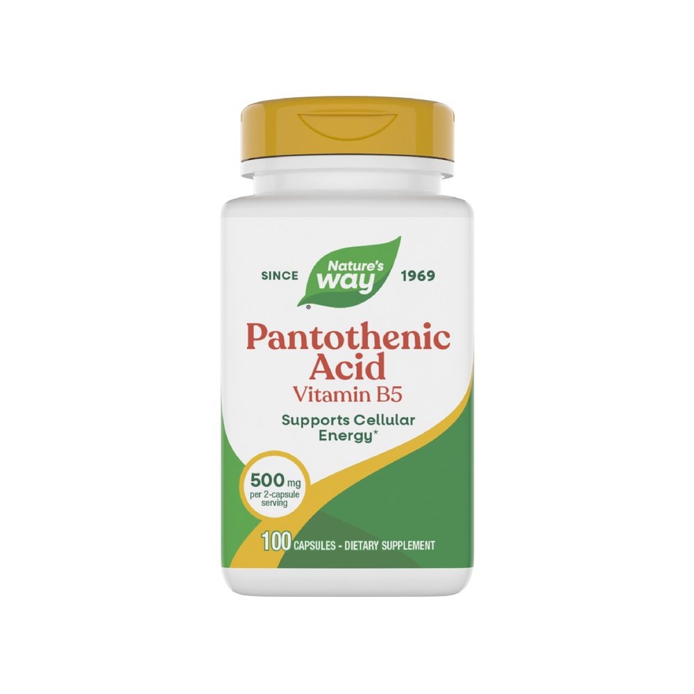 Nature's Way Pantothenic Acid, Supports Cellular Energy*, 500mg Per Serving, 100 Capsules