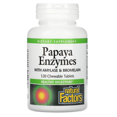 Natural Factors - Papaya Enzymes, Promotes Healthy Digestion, 120 Chewable Tablets