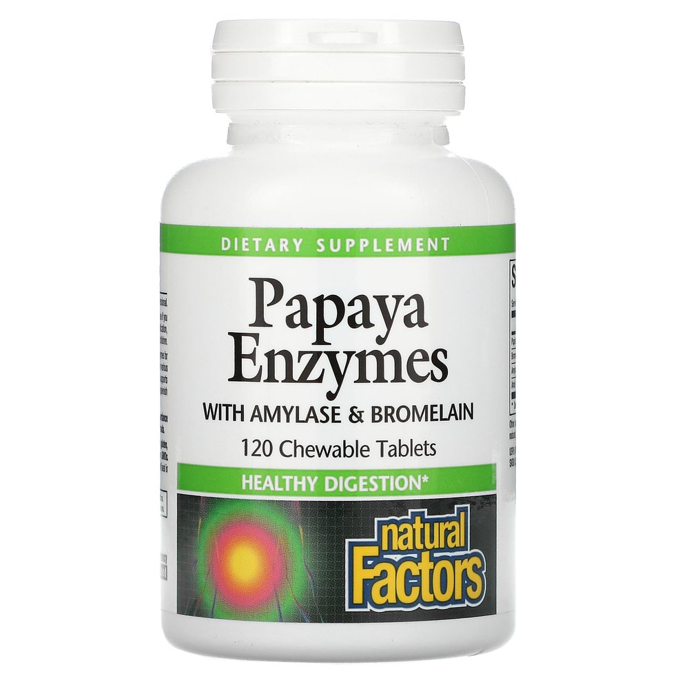Natural Factors - Papaya Enzymes, Promotes Healthy Digestion, 120 Chewable Tablets