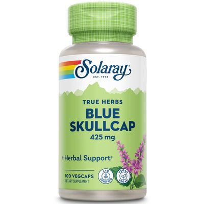 SOLARAY Blue Skullcap 425mg | Whole Aerial | Healthy Mood and Normal GABA Activity Support | Vegan | 100 VegCaps